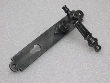 Door Hardware Set - Victoria Handles + Prestige PC 92 Door Plates - Cast Iron, Galvanised