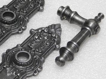 Door Hardware Set - Victoria Handles + Heritage BB 72 Door Plates - Cast Iron, Galvanised
