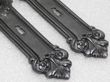 Door Hardware Set - Windsor Handles + Heritage BB 72 Door Plates - Cast Iron, Galvanised