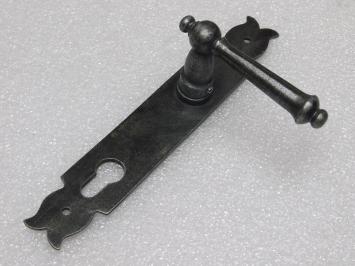 Door Fittings Set - York Handles + Noble PC 92 Door Plates - Cast Iron, Galvanised