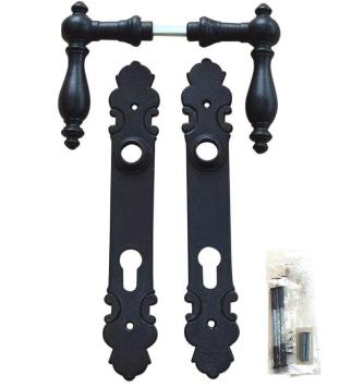 Set of Door Handles with Door Plates PC92 - Antique Iron - ORB Finish