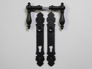 Set of Door Handles with Door Plates PC92 - Antique Iron - ORB Finish