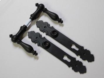 Set of Door Handles with Door Plates PC92 - Antique Iron - ORB Finish