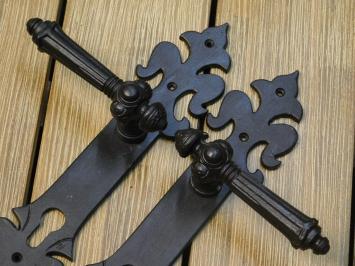 Set of door hardware - front door - dark brown - like antique iron, only one!