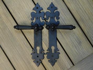 Set of door hardware - front door - dark brown - like antique iron, only one!