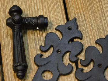 Set of door hardware - front door - dark brown - like antique iron, only one!
