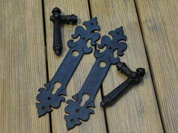 Set of door hardware - front door - dark brown - like antique iron, only one!