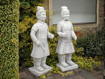 Set van 2 Japanse Krijgers - 125 cm - Steen - Wit/Grijs