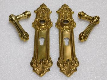 Door handle set with backplate (PC 72) – Polished brass – Classic