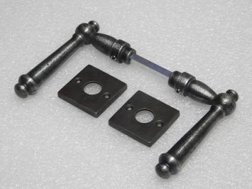 Set Klinken Windsor + Klinkrozetten Vierkant - Gietijzer Verzinkt