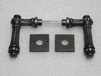 Set Türgriffe Oxford + Türgriffrosetten, quadratisch – Gusseisen, verzinkt