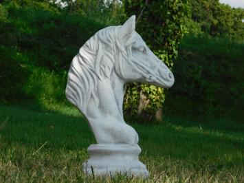 Set of 2 Horse Heads - Stone - White with Grey