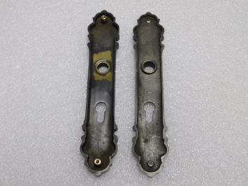 Montreux Door Handle Set + Door Plates PC 92 - Dark Patinated Brass
