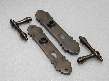Montreux Door Handle Set + Door Plates PC 92 - Dark Patinated Brass
