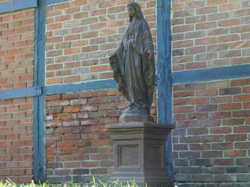 Large Garden Statue of Mary on Pedestal – 170 cm – Stone Oxide