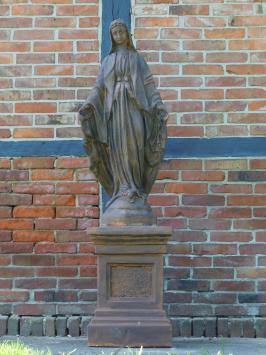 Large Garden Statue of Mary on Pedestal – 170 cm – Stone Oxide