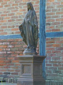 Large Garden Statue of Mary on Pedestal – 170 cm – Stone Oxide
