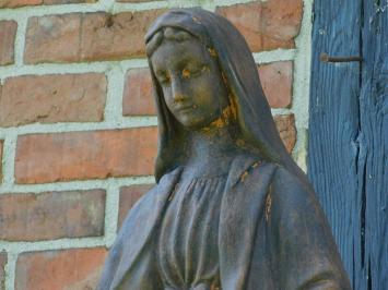 Large Garden Statue of Mary on Pedestal – 170 cm – Stone Oxide