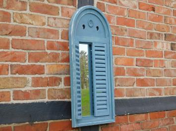 Spiegel mit Holzrahmen und Türen - vintage blau