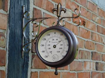 Station Clock with Thermometer - 30 cm - Soft Steel and Glass