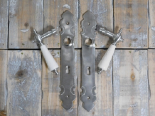 Set deurbeslag voor kamerdeuren - nikkel met antieke witte keramische handgrepen