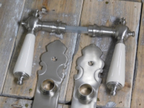 Set deurbeslag voor kamerdeuren - nikkel met antieke witte keramische handgrepen