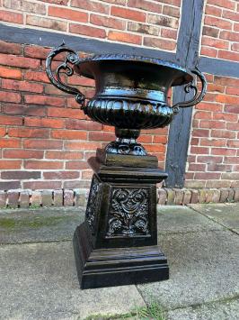Garden vase on column - all cast iron - black - LETSTE!