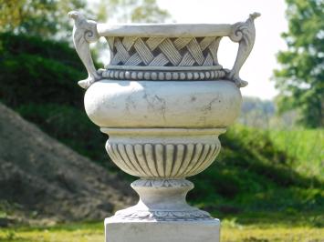 Gartenvase mit Ähren auf Sockel - 110 cm - Stein