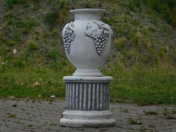 Gartenvase Weintrauben auf Sockel - 54 cm - Stein