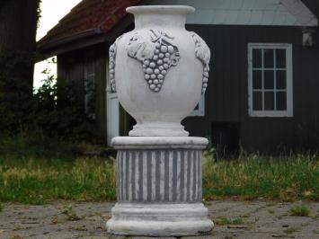 Gartenvase Weintrauben auf Sockel - 54 cm - Stein