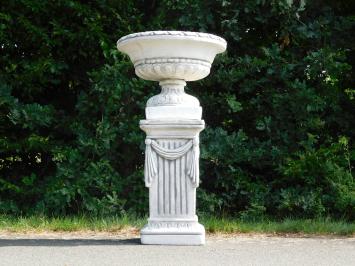 Garden vase on pedestal with drapery - 128 cm - Stone