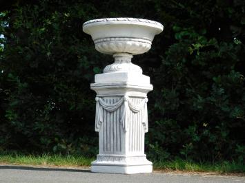 Garden vase on pedestal with drapery - 128 cm - Stone