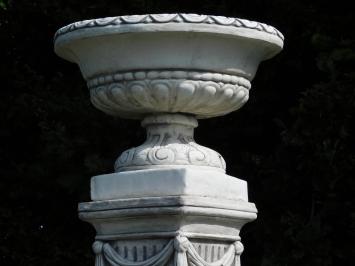 Garden vase on pedestal with drapery - 128 cm - Stone