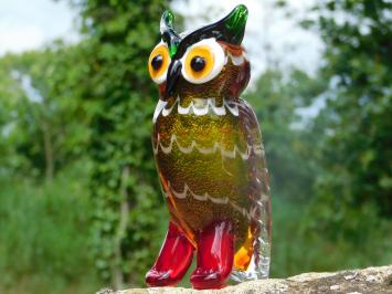 Glasfigur Eule – Handgefertigtes, mundgeblasenes Kunstwerk