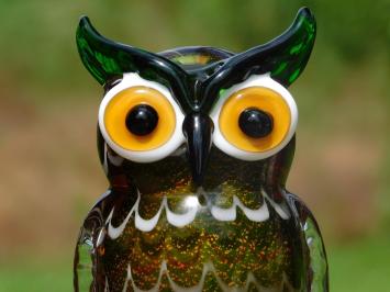 Glasfigur Eule – Handgefertigtes, mundgeblasenes Kunstwerk