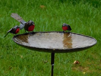 Eenmalig: Vogelvoeder - bad - 3 Vogeltjes Rood Zwart - Handgemaakt