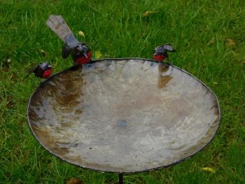 Eenmalig: Vogelvoeder - bad - 3 Vogeltjes Rood Zwart - Handgemaakt
