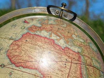 Unique Vintage Globe in Wooden Holder - 52 cm High | With Compass & Months