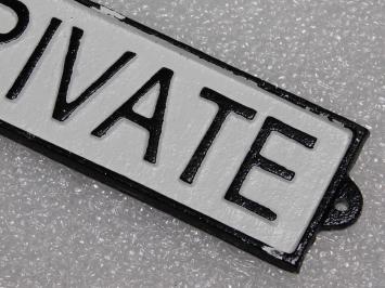 Vintage Deurbordje ''Private'' - Gietijzer - Zwart/Wit