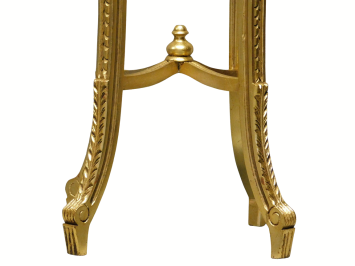 Vintage Pedestal Table with Marble Top - 110 cm - Gold-coloured