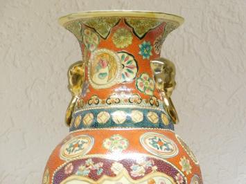 Vintage-Vase – 62 cm – Japanischer Satsuma-Stil – Handbemaltes Porzellan