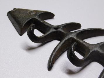 Garderobe Fisch - Gusseisen - Wandhaken - Dunkelbraun