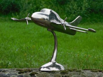 XL Flugzeug auf Stativ - Alu - Farbe Silber