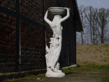 Große Skulptur einer Frau mit Schale - ganz aus Stein - 120 cm