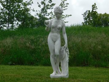 Skulptur „Frau mit Apfel“ – 115 cm – Polystone – Weiß mit Grau
