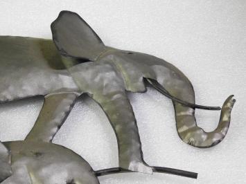 Wanddekoration Elefanten – 80 cm – Metall