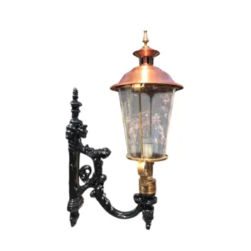 Wandlamp Lady Black beugel - uit koper en messing lampenkop - rond glas