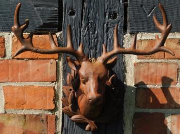 Wandornament Hertenkop - Bruin - Gietijzer oxid