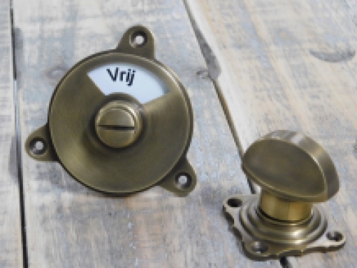 WC-Tür-Drehverschluss, Capper WC Emaille + Messing, besetzt + frei