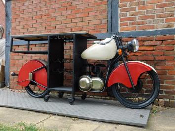 Vintage-Motorrad-Bartisch / Weinbar – Industrieller Blickfang – ca. 225 cm breit